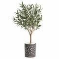 Albero artificiale di ulivo 150 cm con vaso cilindrico grigio per interni