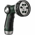 Testa irrigatore a pistola 20 cm in plastica e metallo verde nero con 6 ugelli regolabili