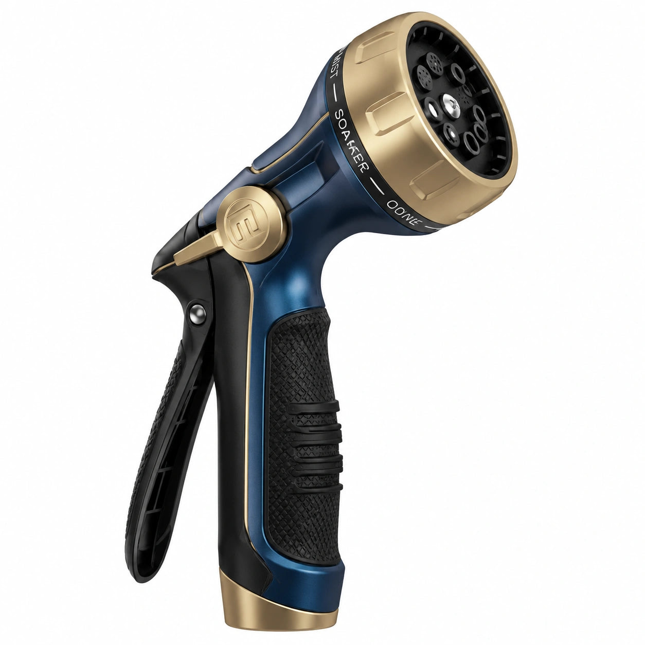 Pistola irrigazione 20 cm in plastica blu nero oro - getto regolabile per giardino