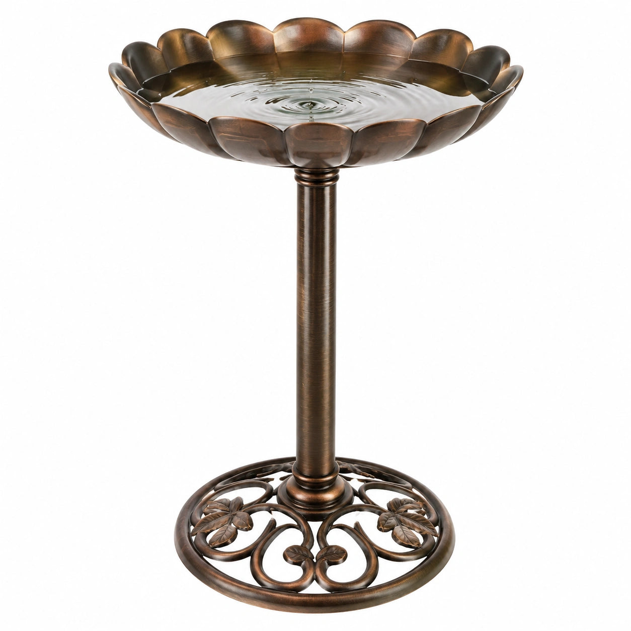 Bagno per uccelli Ø 50 cm in metallo bronzo con piedistallo decorativo da giardino