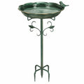 Bagnetto per uccelli Ø50 cm in metallo verde con palo da giardino stile decorativo