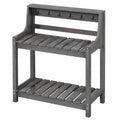 Banco da giardinaggio 100 x 50 x 150 cm in legno grigio con ripiano e ganci