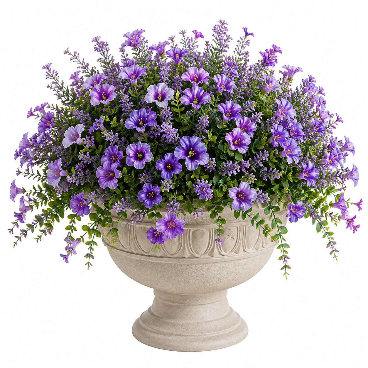 Pianta artificiale in vaso 65 cm fiori viola decorazione da interno
