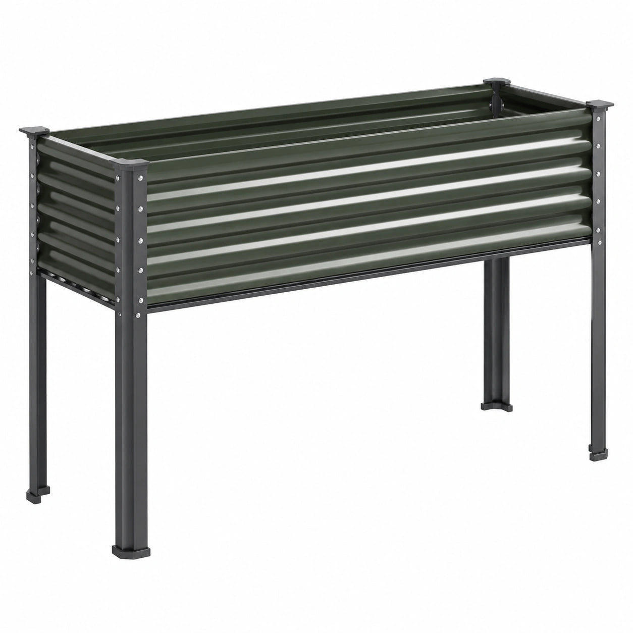 Fioriera rialzata 120 x 60 x 80 cm in acciaio verde scuro per orto e giardino
