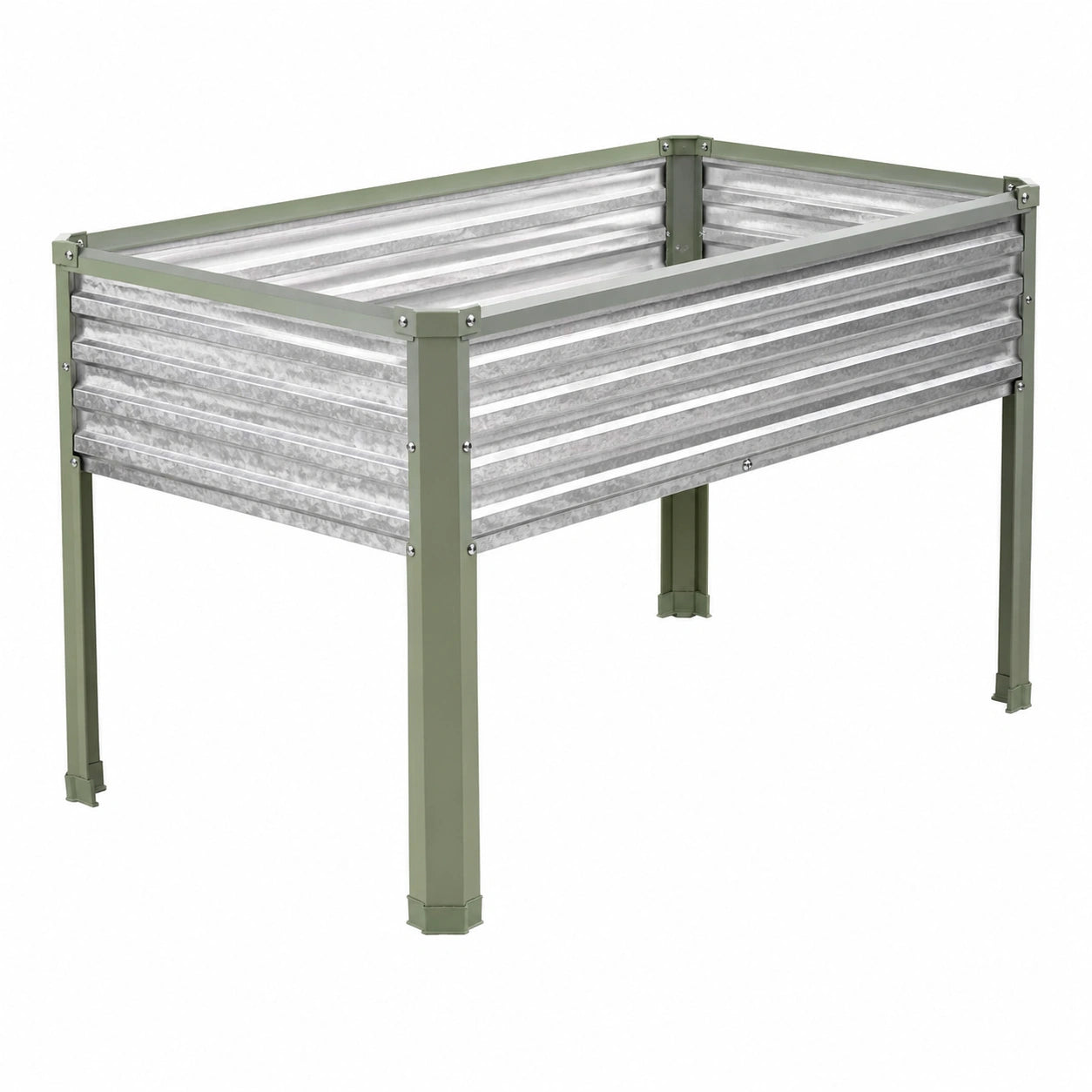 Fioriera rialzata 120 x 60 x 80 cm in acciaio zincato grigio verde per orto