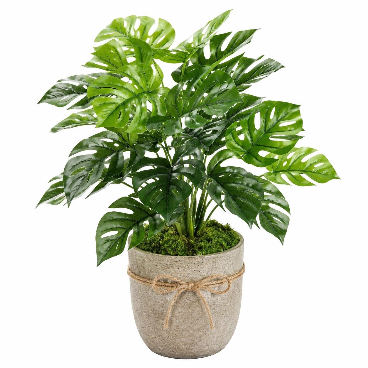 Pianta verde artificiale in vaso 90 cm foglie in plastica verde per interni