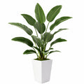 Pianta verde artificiale 150 cm in plastica verde con vaso bianco decorativo da interno